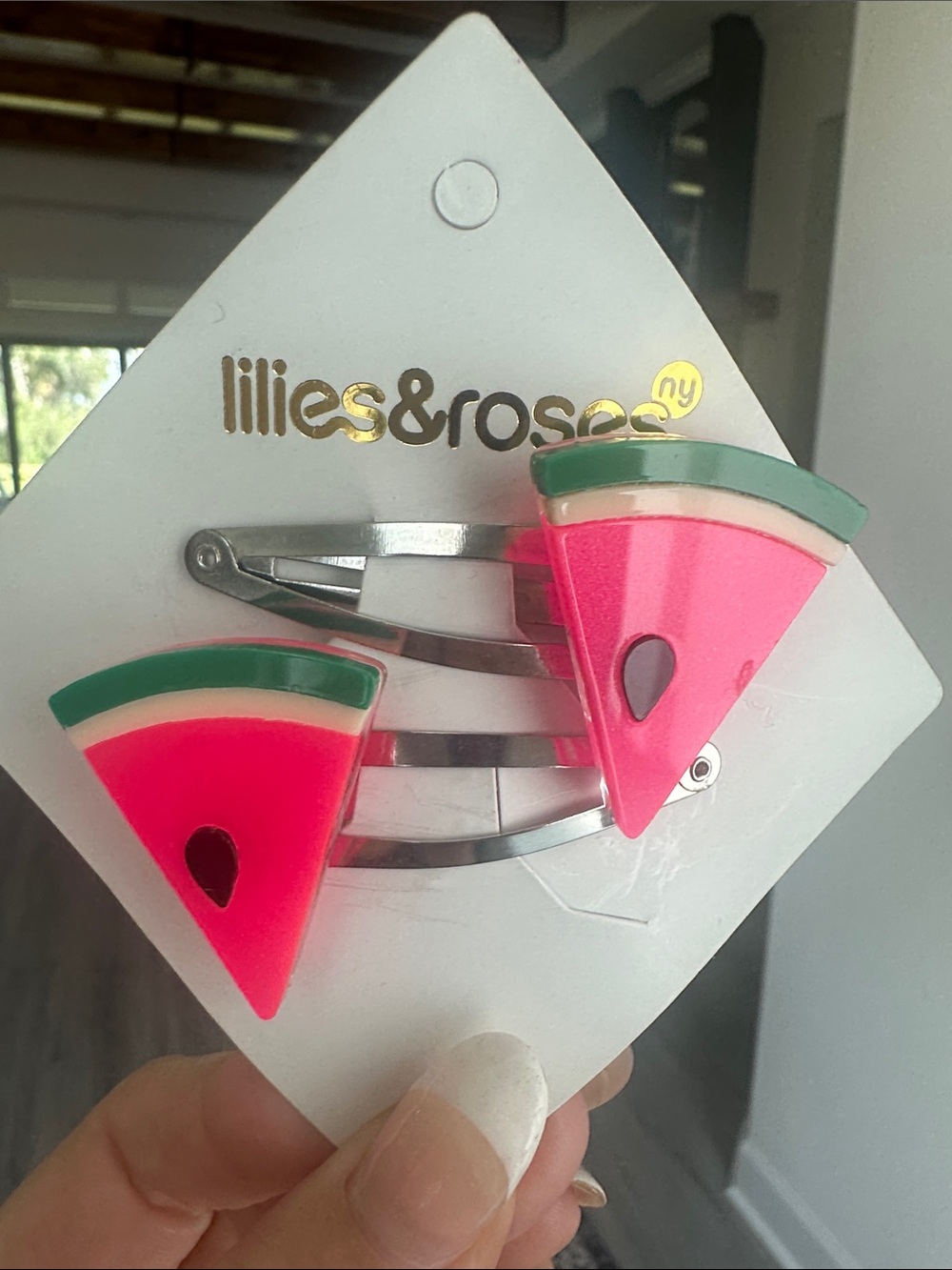 Lilies & Roses Kids Pink Watermelon Snap Hair Clips - Set of 2